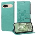 thumbnail image 2 of Designed for Google Pixel 8A Case Wallet,Women Flip Folio Cover with Butterfly & Flower Embossed PU Leather Stand Credit Card Holders Slots Wrist Strap Shockproof Phone Case,Green, 2 of 11