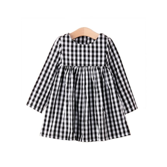 StylesILove Little Girl Checkered Tunic Dress, Black and White (3-4 Years)