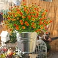 thumbnail image 2 of Artificial Fall Flowers, Fake Outdoor UV Resistant Autumn Plants for Home Kitchen Christmas Festival Thanksgiving Autumns Decoration(Fall Orange), 2 of 5