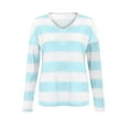 thumbnail image 3 of Vedolay Fall Sweaters Womens Fall Sweaters 2023 Knitted V-Neck Collared Pullover Long Sleeve Top,Sky Blue 3XL, 3 of 5