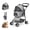 Grey (Detachable Style), variant on 4 Wheels Pet Stroller Dog Cat Stroller for Small Medium Dog Cats Foldable Carrier Jogger Travel Puppy with Storage Basket and Cup Holder (Black)