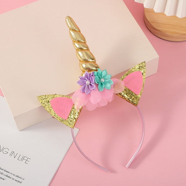 Divertida diadema de unicornio con orejas de viento, linda diadema de ensueño, horquilla de un cuerno de arcoíris, tocado de uso versátil, colores brillantes