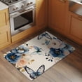 thumbnail image 2 of Rectangle Area Rugs 2 x 3 Ft, Vintage Blue Floral Non-Slip Residential Carpet, Butterflies Watercolor Flower Linen Indoor Crawling Mats Runner Rugs for Living Room/Dining Room/Bedroom, 2 of 8
