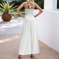 thumbnail image 4 of NordicNest Women's Spaghetti Strap Tulle Midi Dress Cowl Neck Ruched Bodice with Asymmetrical Flowy Skirt Elegant Party Wedding Guest Gown White,XL, 4 of 5