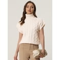 thumbnail image 2 of Chaleco de Cuello Alto para Mujer Chaleco sin Mangas Jersey de Punto de Color Sólido Suéter Informal Albaricoque S, 2 of 6