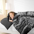 thumbnail image 5 of Manfei Cartoon Owl Full Size Bedding Sets, Jungle Animal Full Size Bed in a Bag, Black Gray, Black Reversible, 7pcs, 5 of 6