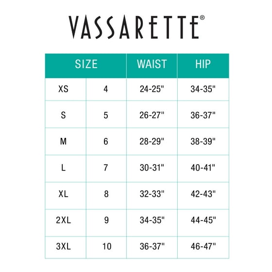 Vassarette Size Chart