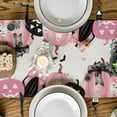 thumbnail image 3 of SM-XLHN Pink Jack-O-Lantern Pumpkin Bat Halloween Table Runner, Holiday Kitchen Dining Table Decoration for Indoor Outdoor Home Party Decor 13 x 72 Inch, 3 of 6