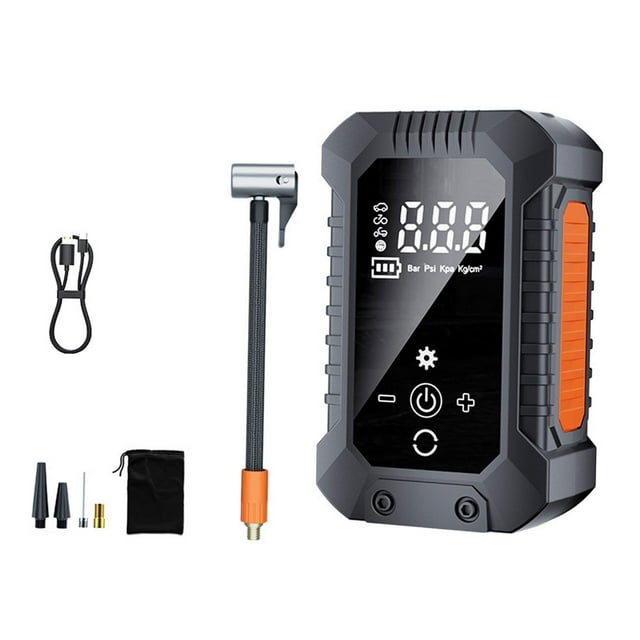 Compresor de aire para inflar neumáticos de coche, bicicletas y motocicletas. Negro Naranja