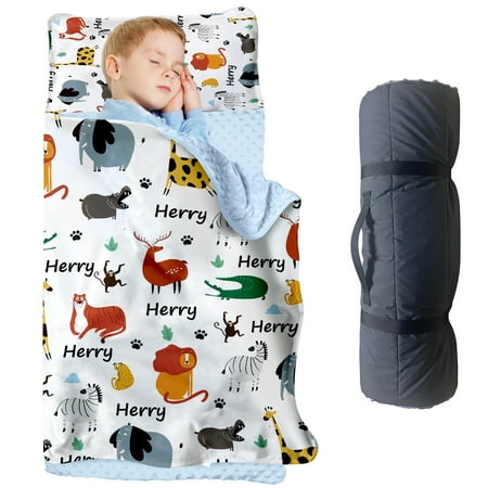 Personalized Lion Nap Mat With Custom Name for Lion Lover Kids. Lion Animals Design Blanket for Daycare and Preschool. Convenient and Washable.(Cushions + Pillows22.5 x55 +Blanket size: 33.5 x 45 )