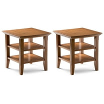 Acadian 19 inch Solid Wood Transitional Narrow Side Table in Light Golden Brown (Set of 2)