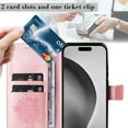 thumbnail image 2 of TECH CIRCLE for iPhone 16 Case 6.1" 2024, PU Leather Flip Wallet Case with Stand Function, Built-in Card Slots & Cash Pocket, Lightweight Protective Slim Thin Cute Cartoon Cover with Lanyard, Rosegold, 2 of 8