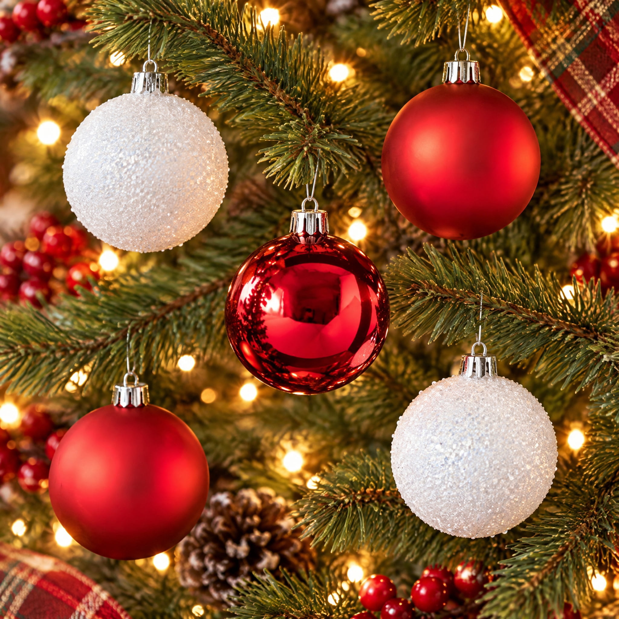 8-Count Red and White Ball Shatterproof Christmas Ornaments, 4.5", by Holiday Time