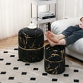 thumbnail image 7 of Falvinoryn Round Velvet Storage Ottoman Vanity Stool Chair Upholstered Foot Rest Stool Black,Pack of 2, 7 of 7