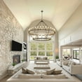 thumbnail image 4 of 60'' Extra Large Wagon Wheel Chandelier 2 Tier 54-Light Farmhouse Pendant Light Fixture Round  Hanging Lighting for High Ceiling, 4 of 10