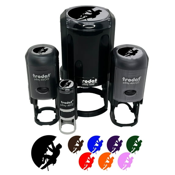 Mountain Climber Rock Climbing Hiking Self-Inking Rubber Stamp Ink Stamper - Black Ink - Small 3/4 Inch