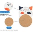 thumbnail image 4 of A5 green Posavasos de cerámica con forma de gato, juego de 4, ideas de regalos únicas para amantes de los gatos, regalo de decoración de mesa de comedor de bar, 4 of 5