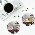 thumbnail image 4 of Zufioo Christmas Snowman With Hat Print Leather Coaster Set, Decorative PVC Coasters 4-pack - Scald and Stain-resistant, Suitable for Home, Cafes, Restaurants-Round Shape, 4 of 6