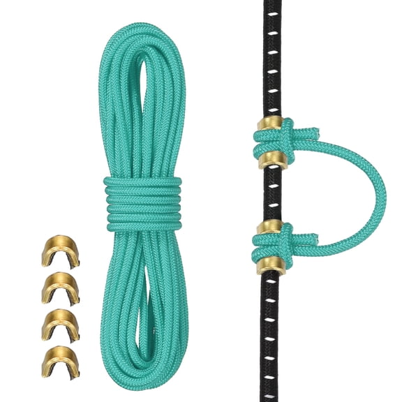 Uxcell Archery D Loop Rope, Bow String D Loop Rope with Brass Nock Points 10 ft & Cyan -Fitting for (Compound Bow Strings)