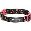 Blueberry Pet 7 Patterns Cherry Garden Black Adjustable Dog Collar with Dainty Flowers, X-Small, Neck 8"-11"