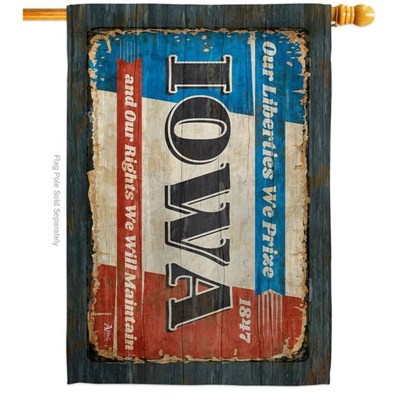 Americana Home & Garden H140960-BO 28 x 40 in. Iowa Vintage American State House Flag with Double-Sided Horizontal Decoration Banner Garden Yard Gift
