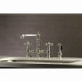 thumbnail image 2 of Kingston Brass KS7276AXBS English Country 8" Bridge Kitchen Faucet with Sprayer, Polished Nickel, 2 of 5