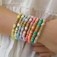 thumbnail image 4 of 9 Pcs 7" Colorful Boho Stackable Bracelets, Surfer Heishi Clay Bead Stretch Preppy Fashion Accessories unique jewelry Suitable for Beach, Party, Vacation, 4 of 7