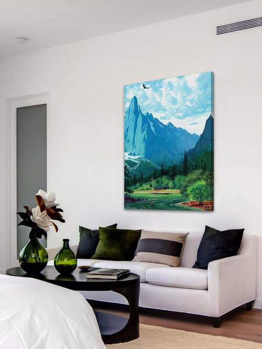 "Blue Peaks" Painting Print on Wrapped Canvas
