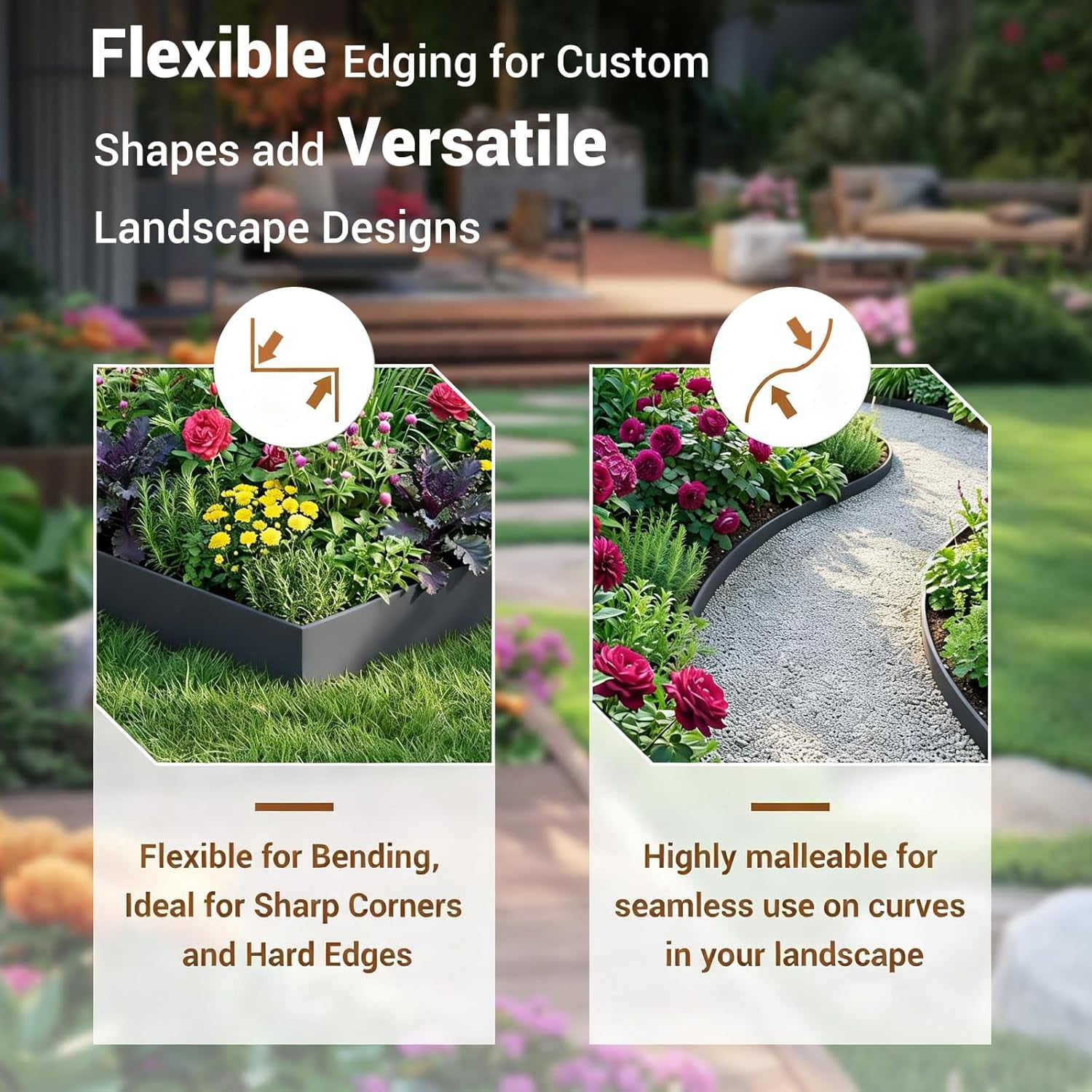 Metal Landscape Edging 6-Pack Galvanized Steel Garden Edging, Bendable Garden Edging Border, Shark Spike, Lawn Edging for Flower Bed Yard Pathway Divider-8