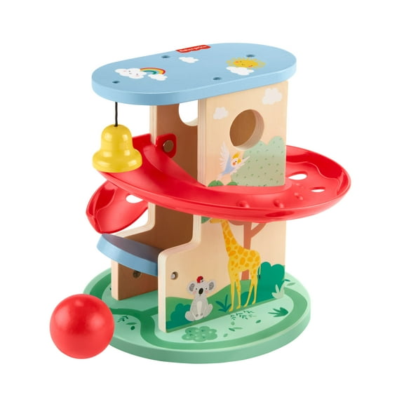 Fisher-Price Wooden Treehouse Ball Run for Developmental Role Play, 2 Pieces for Baby & Toddler, 9M 