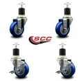 thumbnail image 2 of 3.5 Inch Blue Poly Wheel Swivel 1-7/8 Inch Expanding Stem Caster Set 2 Brakes, 2 of 2