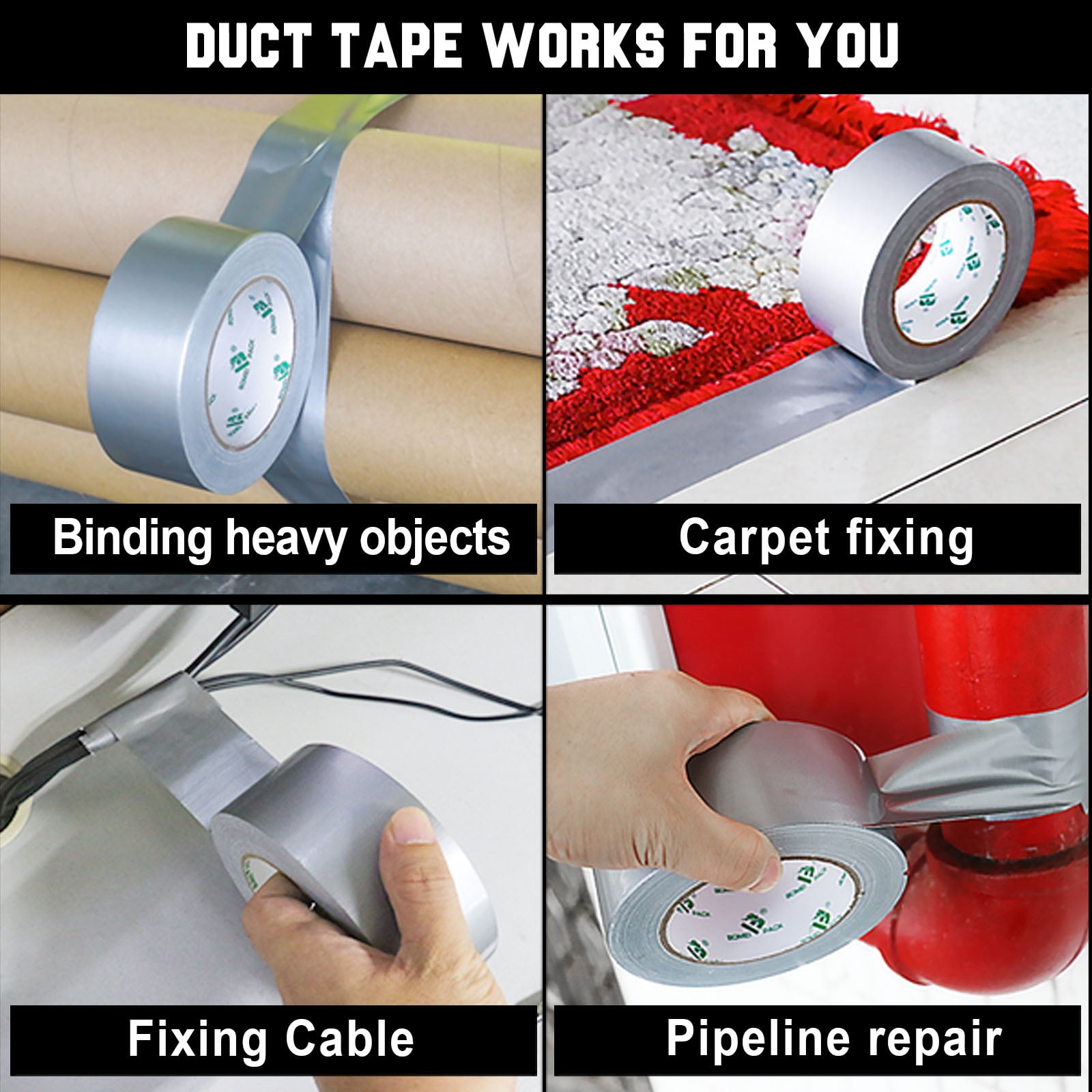 BOMEI PACK Silver Duct Tape,1.89 in. x 35y,5 Pack,Tear by Hand