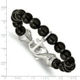 thumbnail image 3 of Primal Steel Stainless Steel Brushed Black Agate Beads 8 Inch Anchor Bracelet, 3 of 7