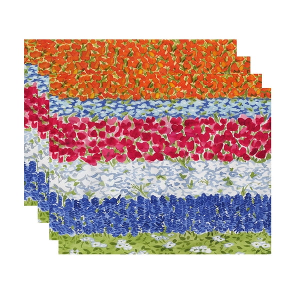 Simply Daisy's Flower Fields 18x14 inch White Floral Print Placemat (Set of Four)