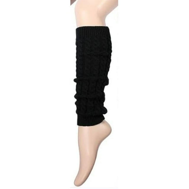 Qarigey Calentadores de pierna de ganchillo de punto de invierno de moda para mujeres calentadores de rodilla de tobillo suaves y elásticos Accesorios de disfraces negro