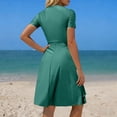 thumbnail image 4 of Roncen Robe de Bain pour Femmes, Haut de Tankini Modeste à Manches Longues avec Fermeture Éclair et Ensemble de Shorts de Bain Longueur Genou, 4 of 7
