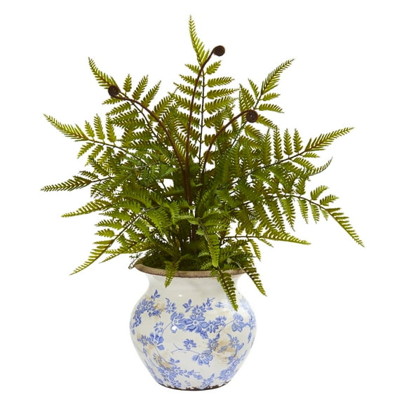 17in. Fern Artificial Plant in Floral Planter