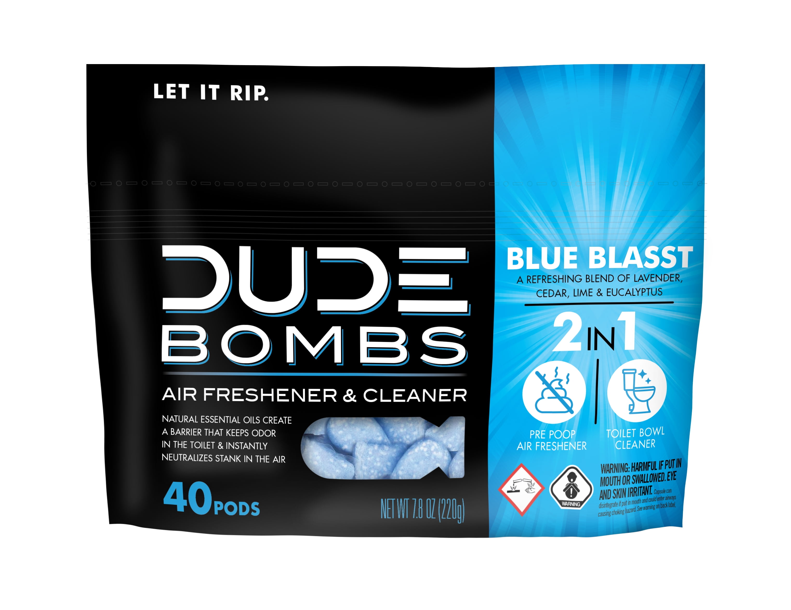 DUDE Bombs 2-in-1 Air Freshener and Toilet Cleaning Pods, Fresh Scent ...