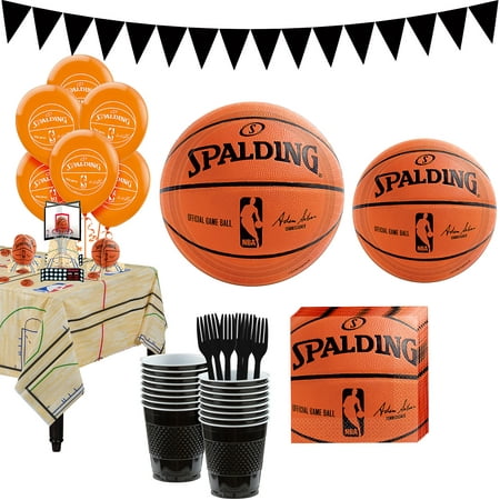 Party City Super Spalding Party Kit and Supplies for 18 Guests, Includes Table Cover, Decorations and Tableware