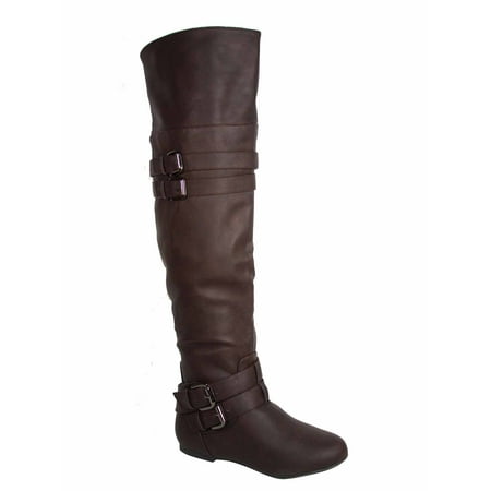 

Women s Round Toe Low Flat Heel Buckle Slouchy Zip Boots