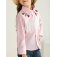 thumbnail image 3 of Fdqin Girls Western Shirt Floral Embroidered Cowgirl Shirts for Girls Long Sleeve Collared Retro Cowgirl Costume Cute Casual Blouses Pink 11-12 Years, 3 of 6