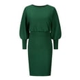 thumbnail image 4 of Sngxgn Women's Square Neck Lantern Long Sleeve Ruffle Shirred Flowy Mini Dress(Green,XXL), 4 of 5