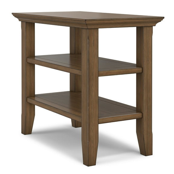 Simpli Home Acadian 14 inch Wide Solid Wood Transitional Narrow Side Table in Rustic Natural Aged Brown