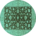 thumbnail image 1 of Ahgly Company Indoor Round Oriental Turquoise Blue Industrial Area Rugs, 4' Round, 1 of 4