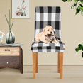 thumbnail image 6 of White Black Buffalo Plaid Dining Room Chair Covers Set of 4, Stretch Chair Slipcovers Removable Washable Chair Protector Cover for Kitchen, Dining Room, Holiday Party, Home Decor, 6 of 6