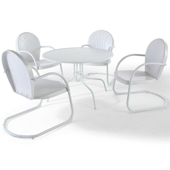 Crosley Furniture Griffith 5 Piece Metal Patio Dining Set in White