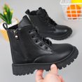 thumbnail image 5 of PFWOWB Girls Combat Ankle Boots Lace-Up Side-Zip Booties with Chunky Lug Sole (Black,3.5), 5 of 5
