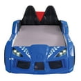 thumbnail image 2 of Furniture of America Sonet Plastic Twin Race Car Bed with LED Light in Blue, 2 of 11