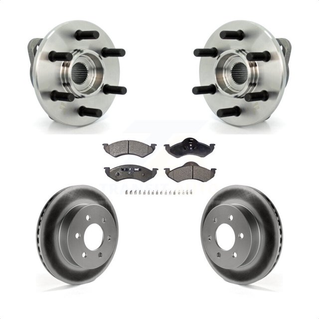Transit Auto Front Hub Bearing Assembly Coated Disc Brake Rotors and Semi-Metallic Pads Kit for Car Dodge Dakota Durango KBB-103774
