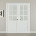 thumbnail image 2 of 64" x 80" 6-Lite Frosted Glass Double Doors with French Door Ready-to-Assemble Jamb, Solid Door, Black Levers & Hinges, Interior Door, Pre-finished & Paintable, White, 2 of 8